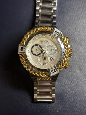 INVICTA Reserve Hercules Quartz Gold Steel Silver WHITE MOP   Band Watch 34839