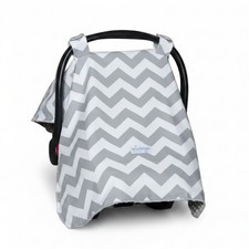 Infant Car Seat Canopy, 100 Cotton Outer Gray Chevron Baby Seat Cover