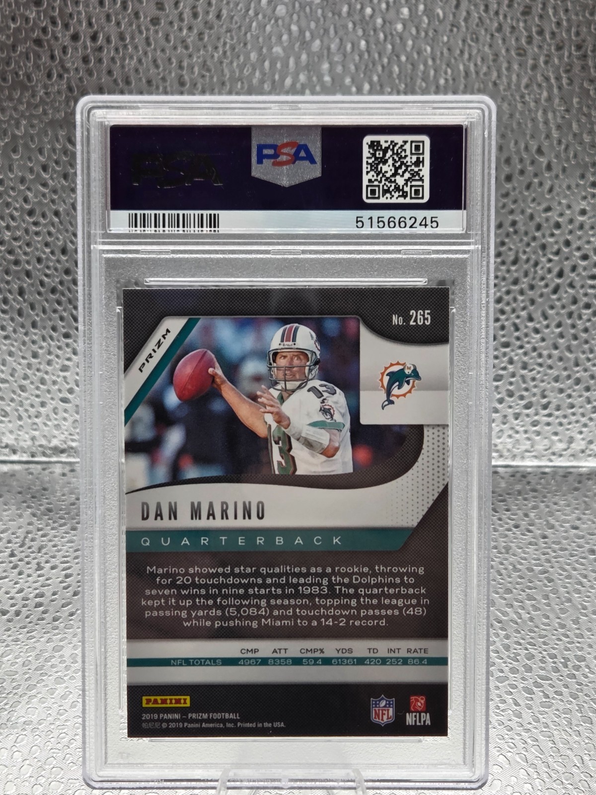 2019 Prizm SILVER REFRACTOR ~ DAN MARINO Football Card PSA 9 MINT (Pop 8) view 2