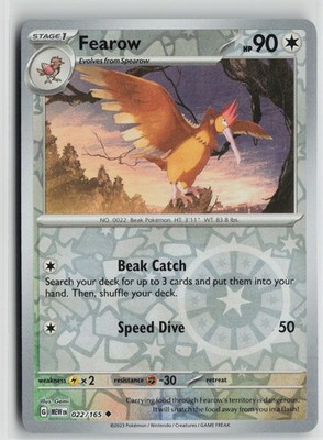 NM Fearow 022/165 Uncommon 151 Pokemon Reverse Holo