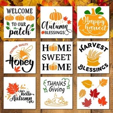 9 Pieces Autumn Stencils for Painting on Wood - stencil 9 Pcs Set