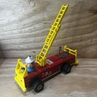 Vintage Fisher-Price #630 Wood Fire Truck Pull Toy Little People W/ Ladder USA