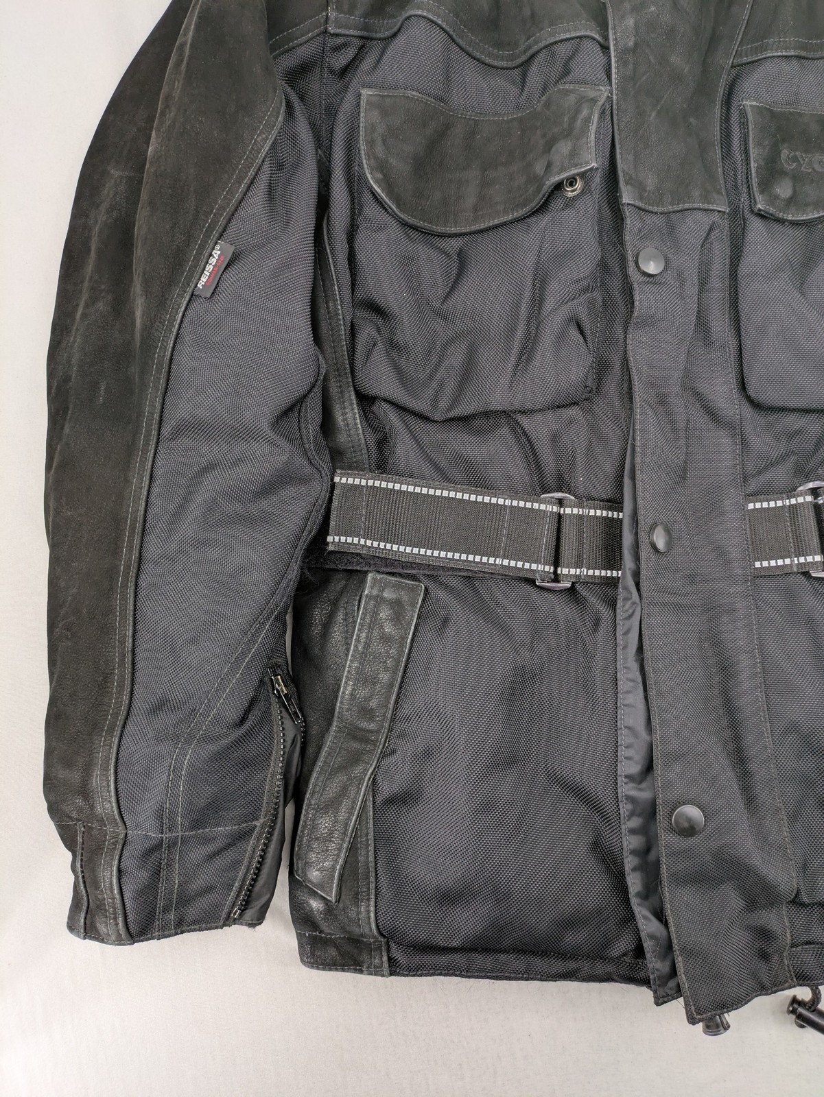 Cycle Spirit Herren Motorradjacke Leder Textil Gr XL schwarz mit Protektoren image 3