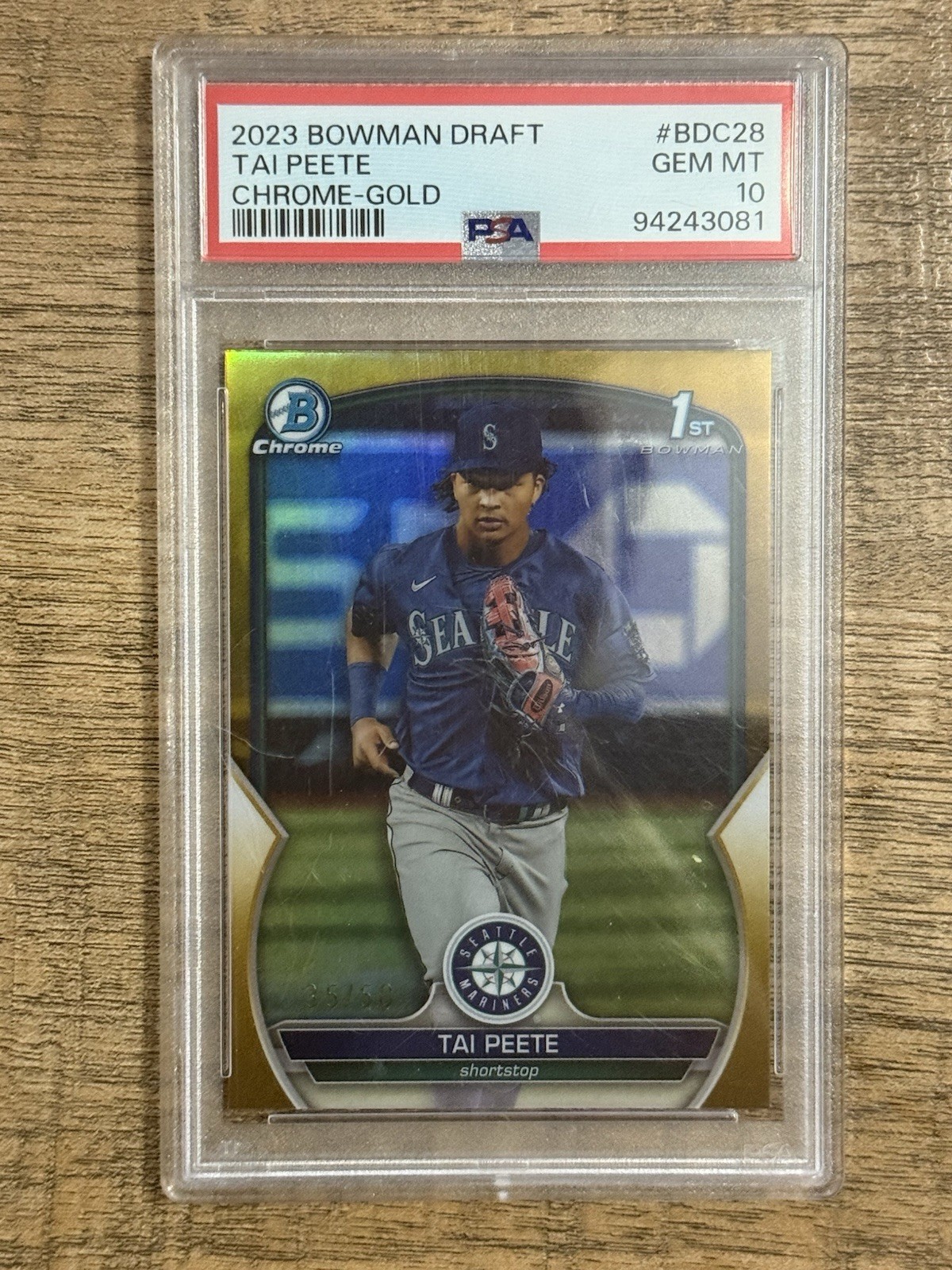 2023 Bowman Draft - Tai Peete - Chrome True Gold Refractor 1st /50 - PSA 10