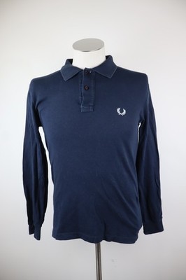 Fred Perry Polo T-Shirt Herren Baumwolle 38'' 97CM Langarm Vintage Blau