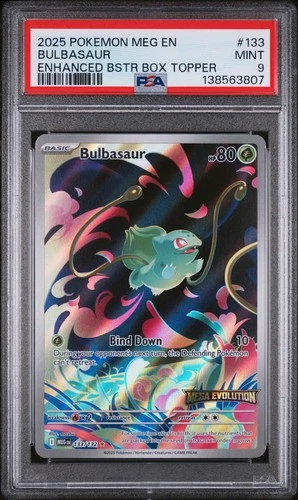 New Listing2025 POKEMON MEG EN-MEGA EVOLUTION ENHANCED BOX TOPPER BULBASAUR 133/132 PSA 9