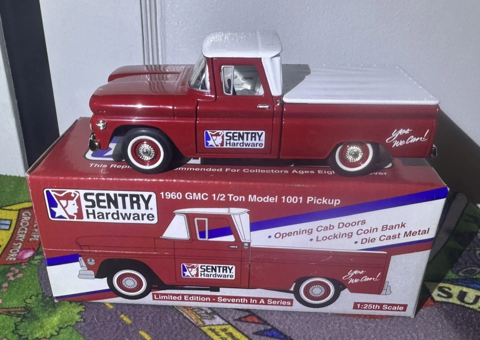 🔥1960 GMC 1/2 Ton Model 1001 Pickup Sentry Hardware Bank 1:25 DieCast With Box  - Image 3 of 4
