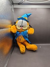 Vintage Nanco Garfield w/ Blue Wizard Hat  Cape Plush Figure Orange Cat Read 