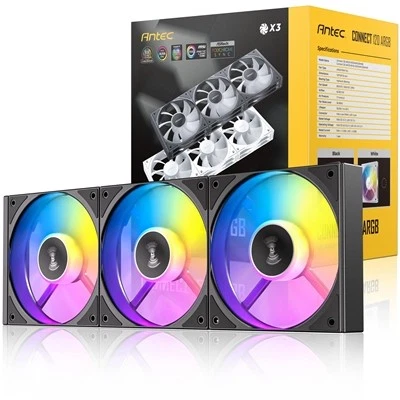 Antec Connect 120 Argb 3-Pack 120Mm Pwm Fans With Daisy Chain Design And Vibrati