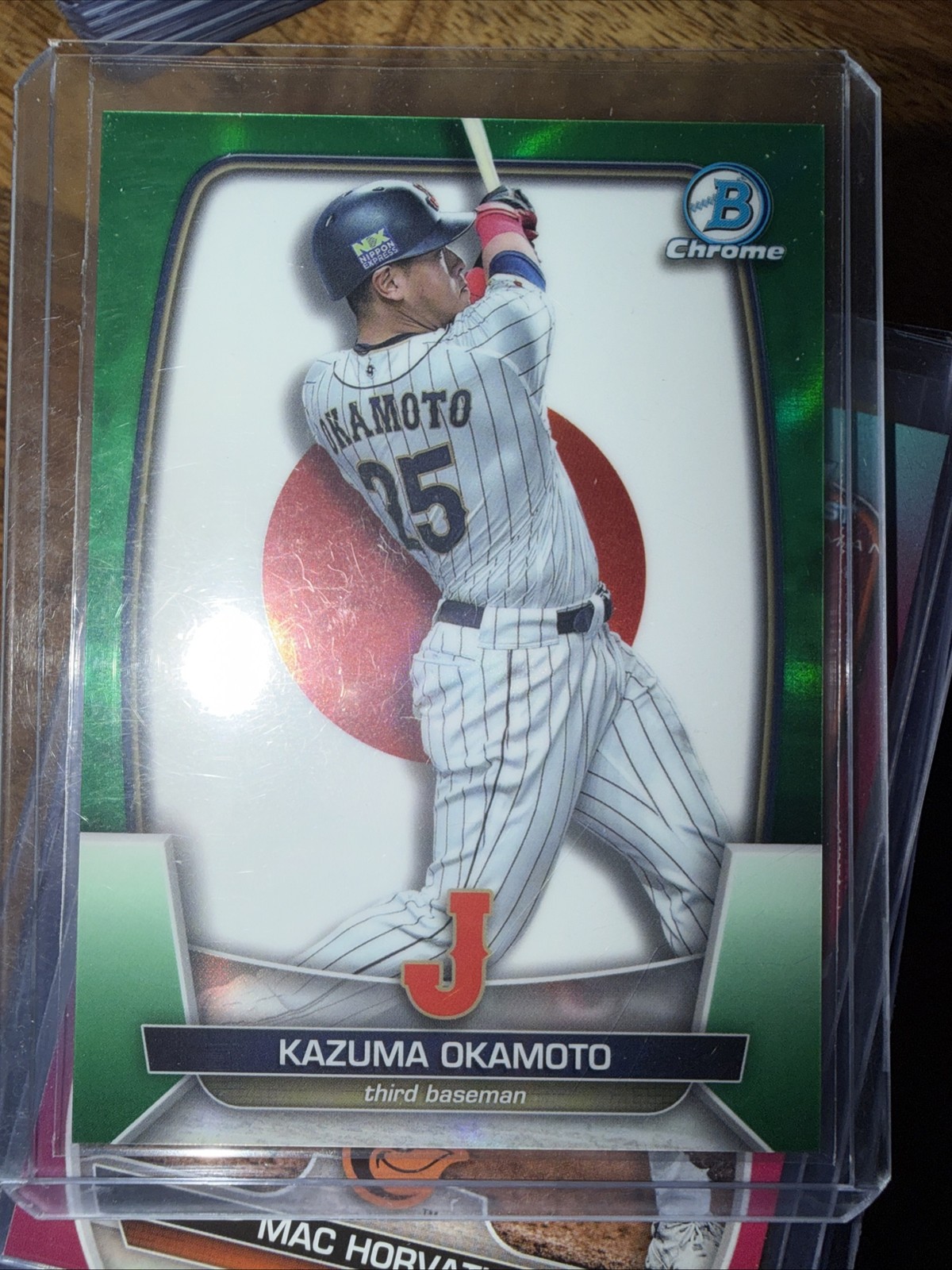 Kazuma Okamoto 2023 Bowman Chrome WBC Green Flag Refractor /99 Team Japan
