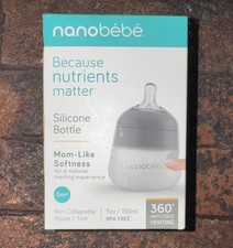 Nanobebe Silicone Baby Bottle BPA Free Anti Colic Venting 360 Degree 5oz NIB