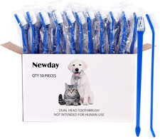 50 Pieces Double-Headed Dog Cat Pet Toothbrush, Super Soft Bristles Oral Care Te
