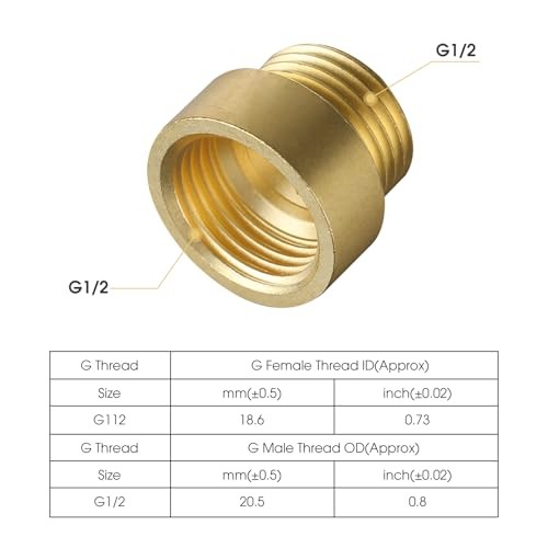 2 Packs Length 20 mm G1/2 Male to Female Brass Fittings for Connecting and - Picture 3 of 8