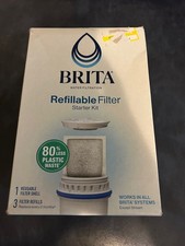 Brita Refillable Water Filtration Starter 1 Reusable Filter Shell and 3 Refills