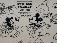 TWO GUN MICKEY MOUSE DISNEY MODEL SHEET PIN BACKGROUND PRINT