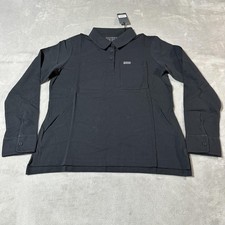 FIGSPRO Scrub Polo Shirt Womens Medium Black Long Sleeve Technical W22WW1008