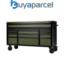 Image of Draper 27333 BUNKER 15 Drawer Workbench Roller Tool Cabinet, 61", Green