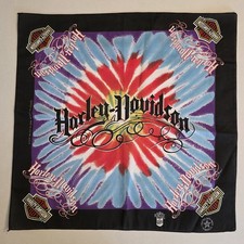 Vintage Harley Davidson Bandana Tie Dye Bar & Shield Logo Biker Made In USA