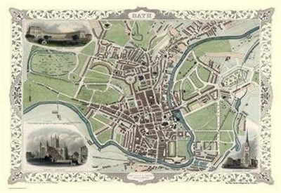 Karte von Bath 1851 von John Tallis 1000 Teile Puzzle 690 mm x 480 mm AUSVERKAUF!