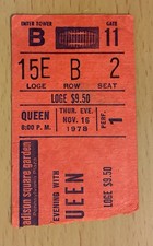 1978 QUEEN JAZZ TOUR MADISON SQUARE GARDEN BIGLIETTO CONCERTO STUB FREDDIE MERCURY