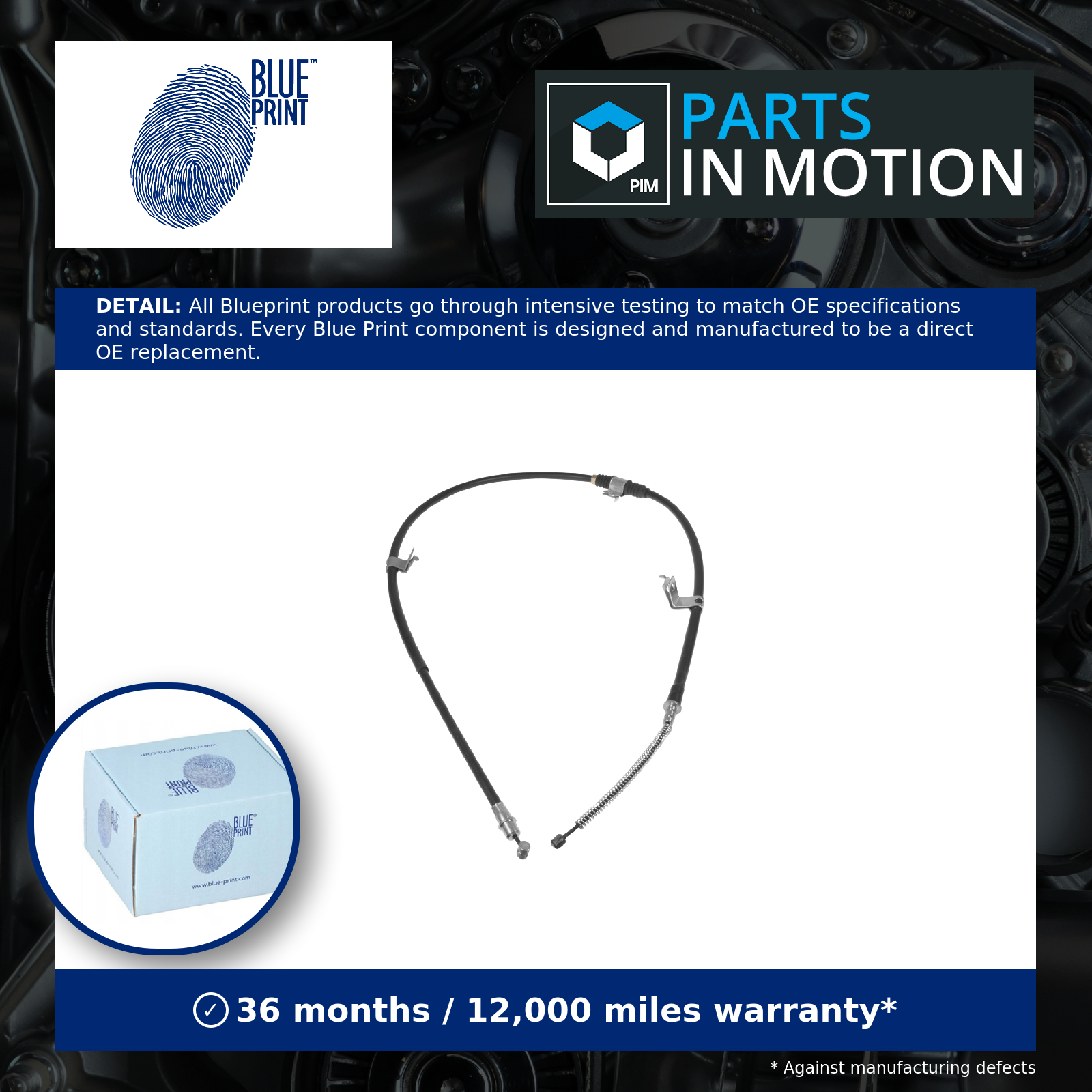 Handbrake Cable Rear Right ADC446184 Blue Print Hand Brake Parking 474633 New