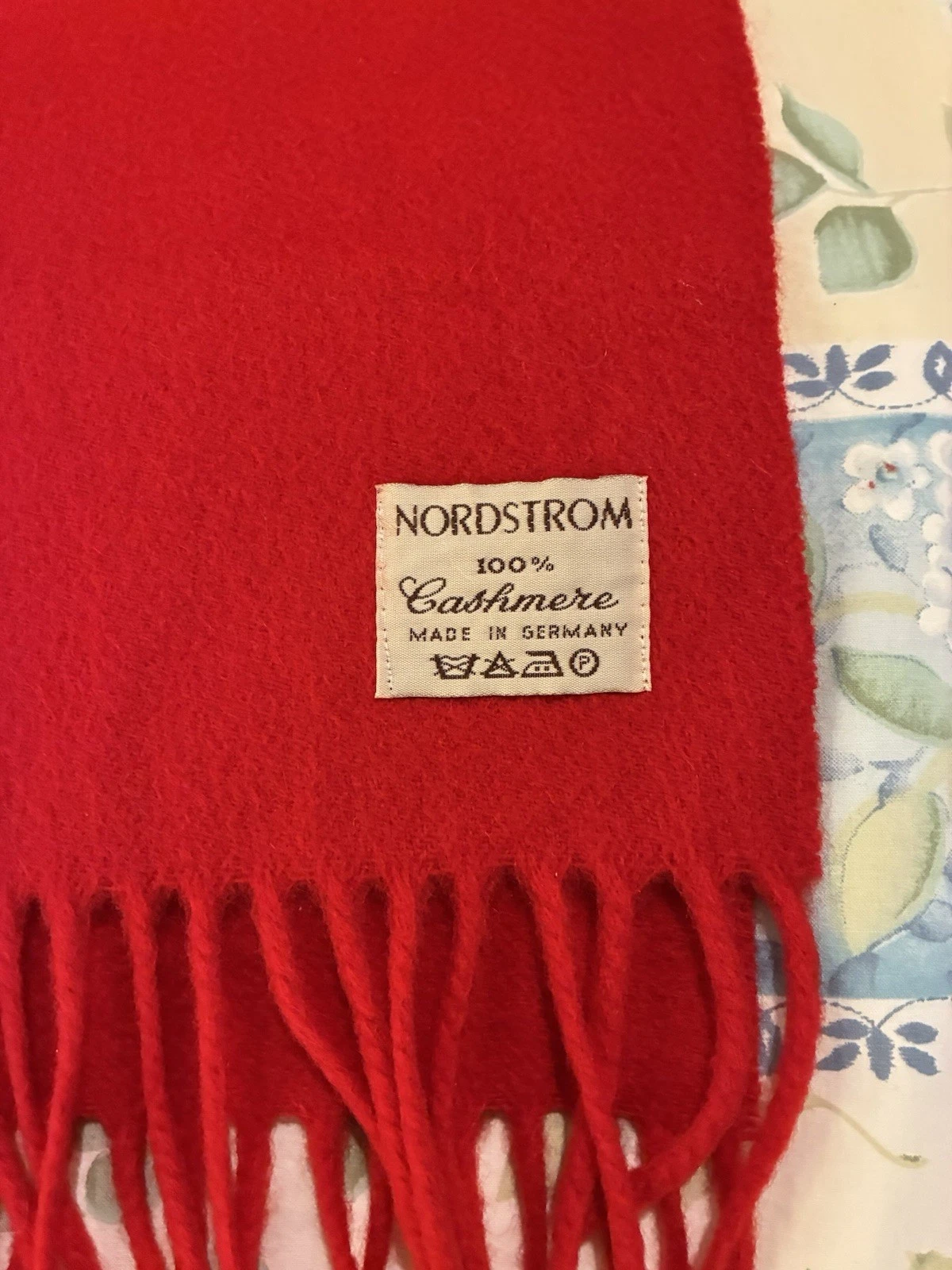 Vintage 100% Cashmere Nordstrom Scarf Red Germany 50x11.5 EUC Lovely
