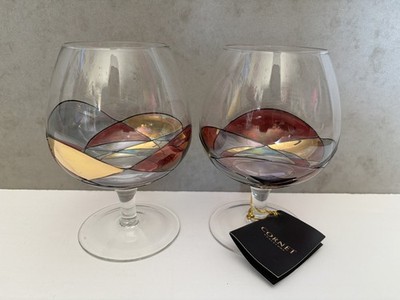Cornet Barcelona Sagrada Hand Painted  Brandy Snifter Cognac Glasses Set of 2