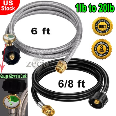 #ad #ad 6 FT 1lb to 20lb Converter Propane Adapter Hose amp; Propane Tank Gauge Type1 QCC1 $16.89