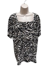 JM Collection size XL Animal Print Short Sleeve Stretch Knit Square Neck Top