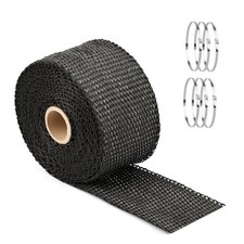 Exhaust Heat Wrap Roll, 2" x 16' Fiberglass Heat Shield 1.5MM 50MM 5M black