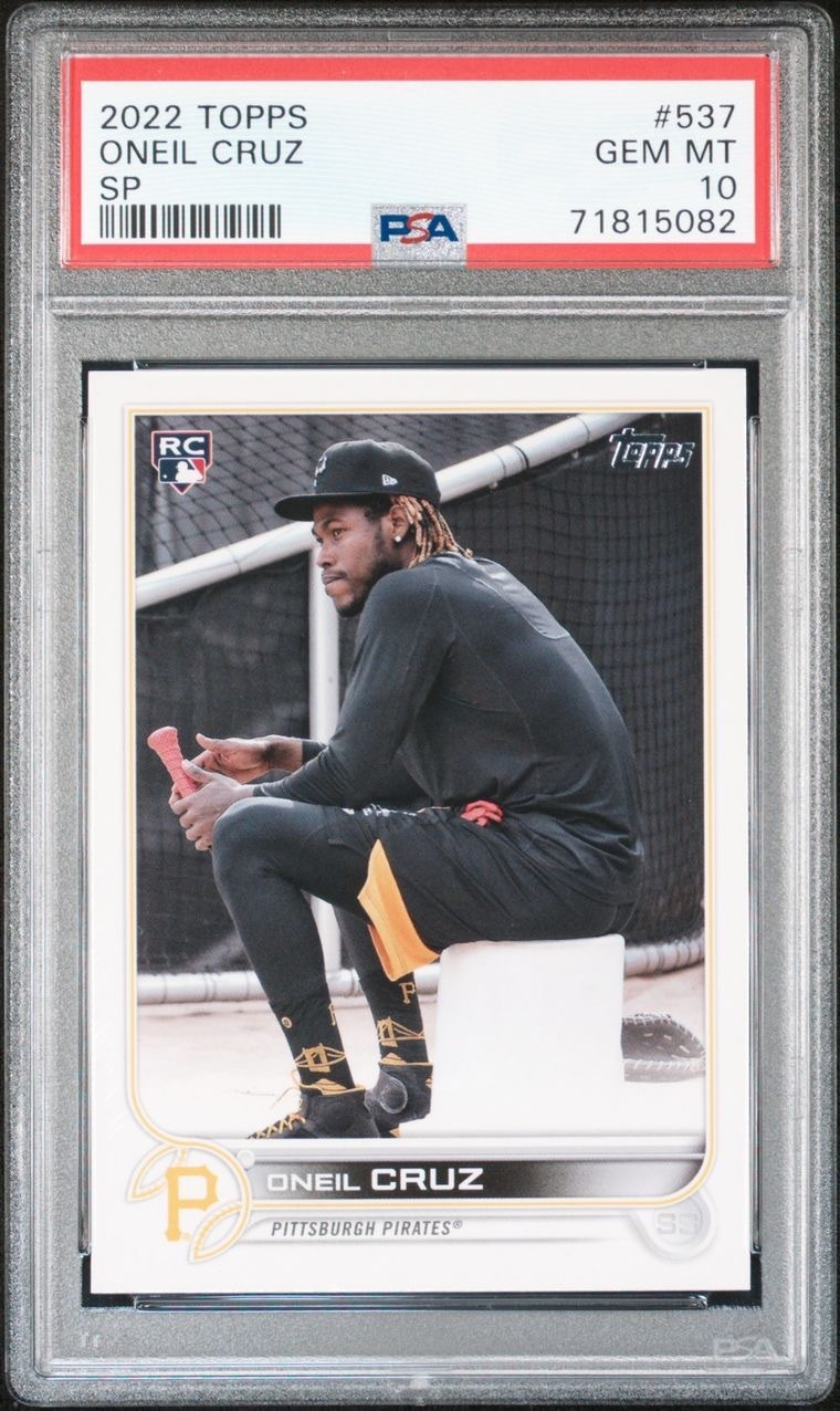 2022 Topps Series 2 Oneil Cruz Rookie Image Variation SP PSA 10 Gem Mint #537
