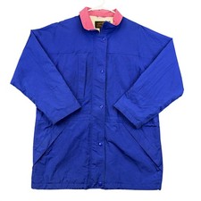 Vintage Eddie Bauer Gore-Tex Rain Coat Womens Medium Blue Outdoor Shell 90s