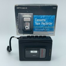OPTIMUS CTR-105 Cassette Tape Recorder 14-1101 Box Manual Tested Batteries