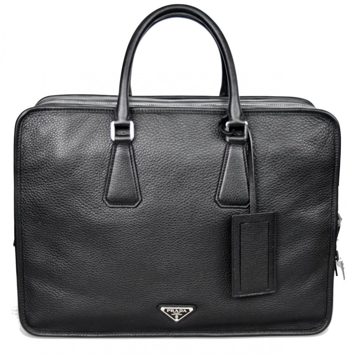 PRADA BRIEFCASE WEEKENDER WORK BAG 2VA056 BLACK LEATHER NEW | eBay