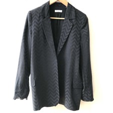 Equipment Femme Silk Black Monochrome Chevron Pattern Blazer Size Xs $450