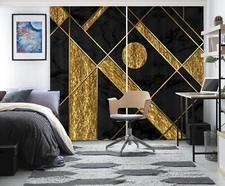 3D Golden Graphic Marble ZHUA4278 Photo Curtain Window Blockout Fabric Amy 2023