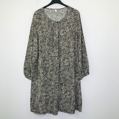 Old Navy Women's XL Dress Multicolor Leopard Soft-Woven Keyhole A-Line NWT CH4
