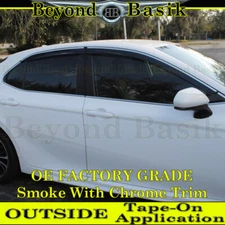For 2018-22 2023 2024 Toyota Camry SMOKE OE Chrome Trim Door Window Vent Visors