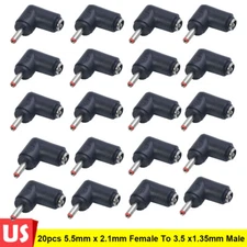 20x Right Angle Power Adapter Connector DC 5.5 x2.1mm Female To 3.5 x1.35mm Male