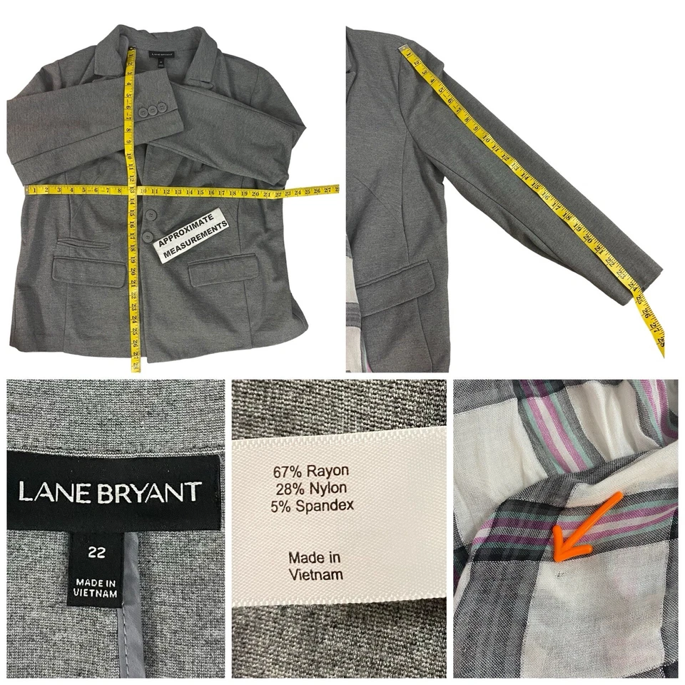 Blazer Lane Bryant Mujer 22 Gris Jersey Tejido Básico Trabajo Oficina Informal Chaqueta 3X Foto 4 de 4