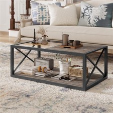 Modern Coffee Table Center Table Rustic Wood Grain MDF w/Storage for Living Room