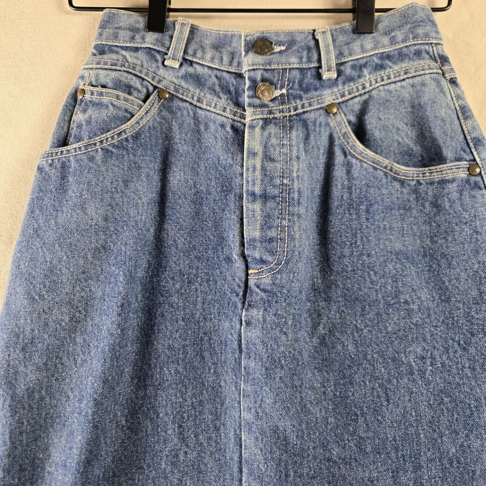 Falda Levis De Colección Y2K Talla 7 Azul Denim Midi Recta Lápiz Botones tiro alto  Foto 2 de 4