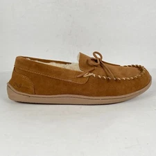 MyPillow MySlippers Womens Size 10 Brown Suede Moccasin Faux Fur Lining Shoes