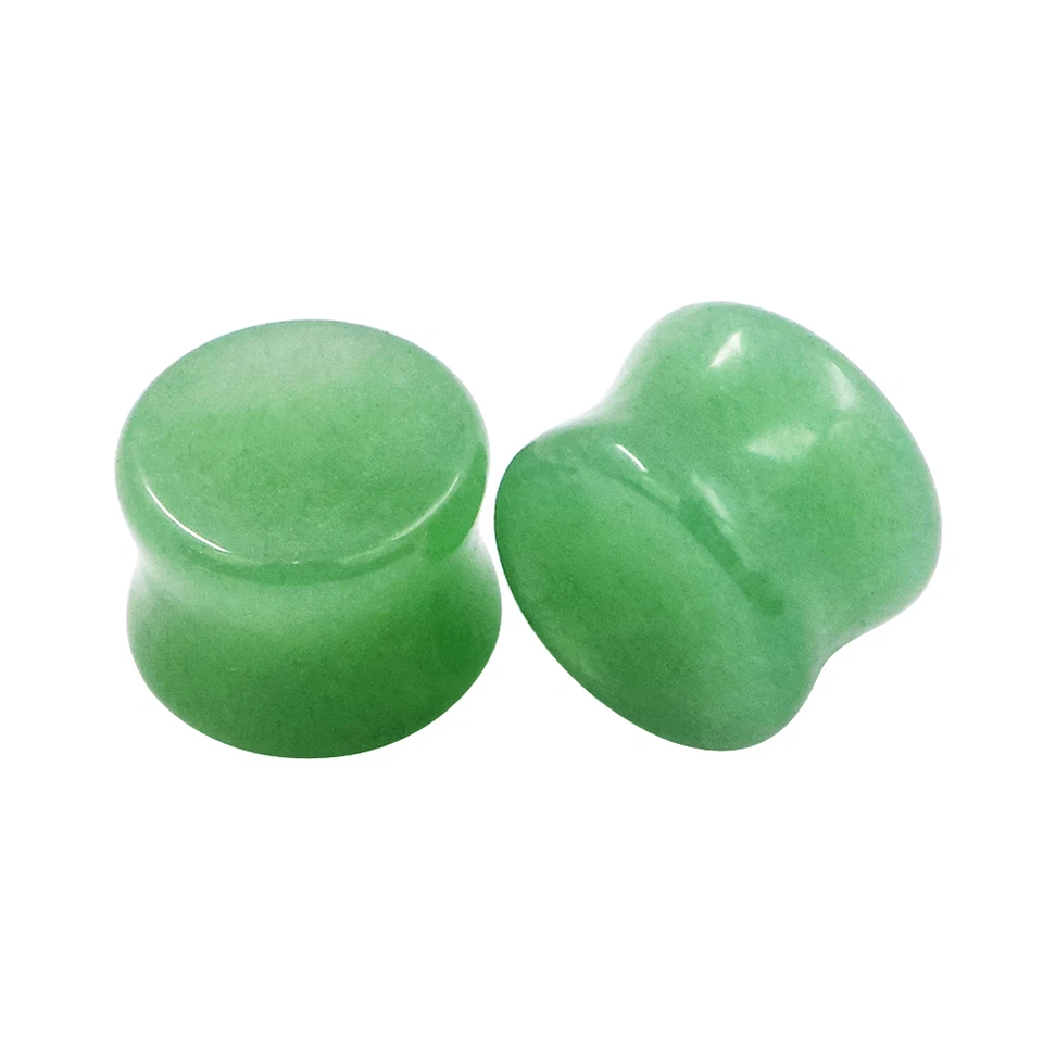 2PCS Organic Stone Ear Gauges Ear Plugs Double Flared Earlets Piercing 2g-5/8" - Image 3 of 4
