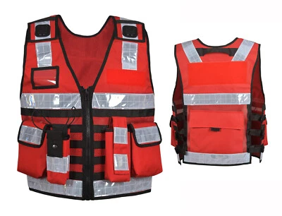 3108 Security Sicherheitsweste m 2x Patches Einsatzweste Rot Hundeführerweste - Bild 1 von 4