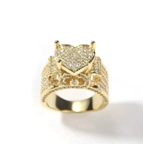 2.50 Ct Round Cut Real Moissanite 14K Yellow Gold Plated Heart Engagement Ring - Picture 5 of 6
