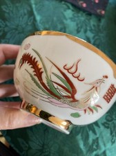 Chinese Antique Famille Rose Porcelain Dragon Phoenix Rice Gilded Bowl Marked