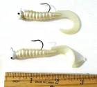 10ct WHITE 1/4oz JIGS w/ Curly Tail Grubs Bass Fishing Baits Saltwater Lures
