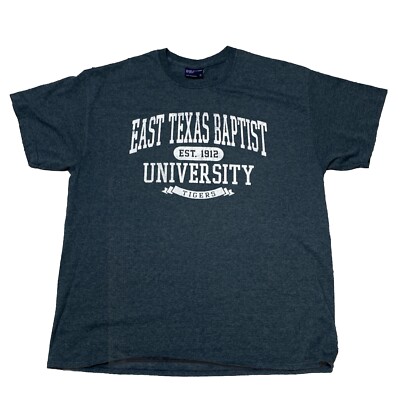 VTG MV Sport Mens XL East Texas Baptist University Tigers Grey T-Shirt