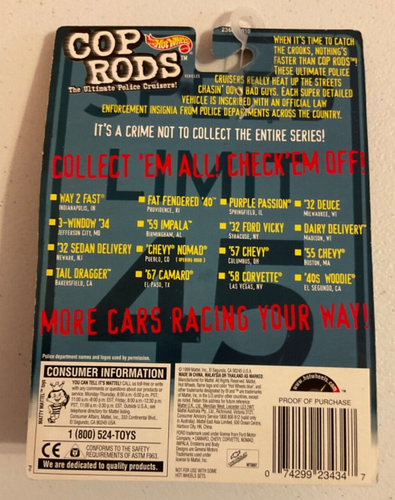 Hot Wheels Cop Rods LOT 59 Impala 32 Sedan 3 Window 34 Chevy Nomad Ford Vicky - Picture 9 of 11